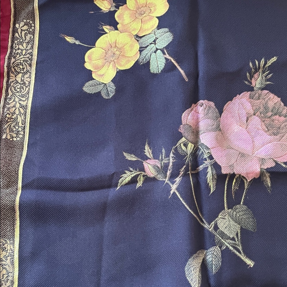 Dolce & Gabbana Floral Scarf - Navy and Burgundy - Picture 5 of 6